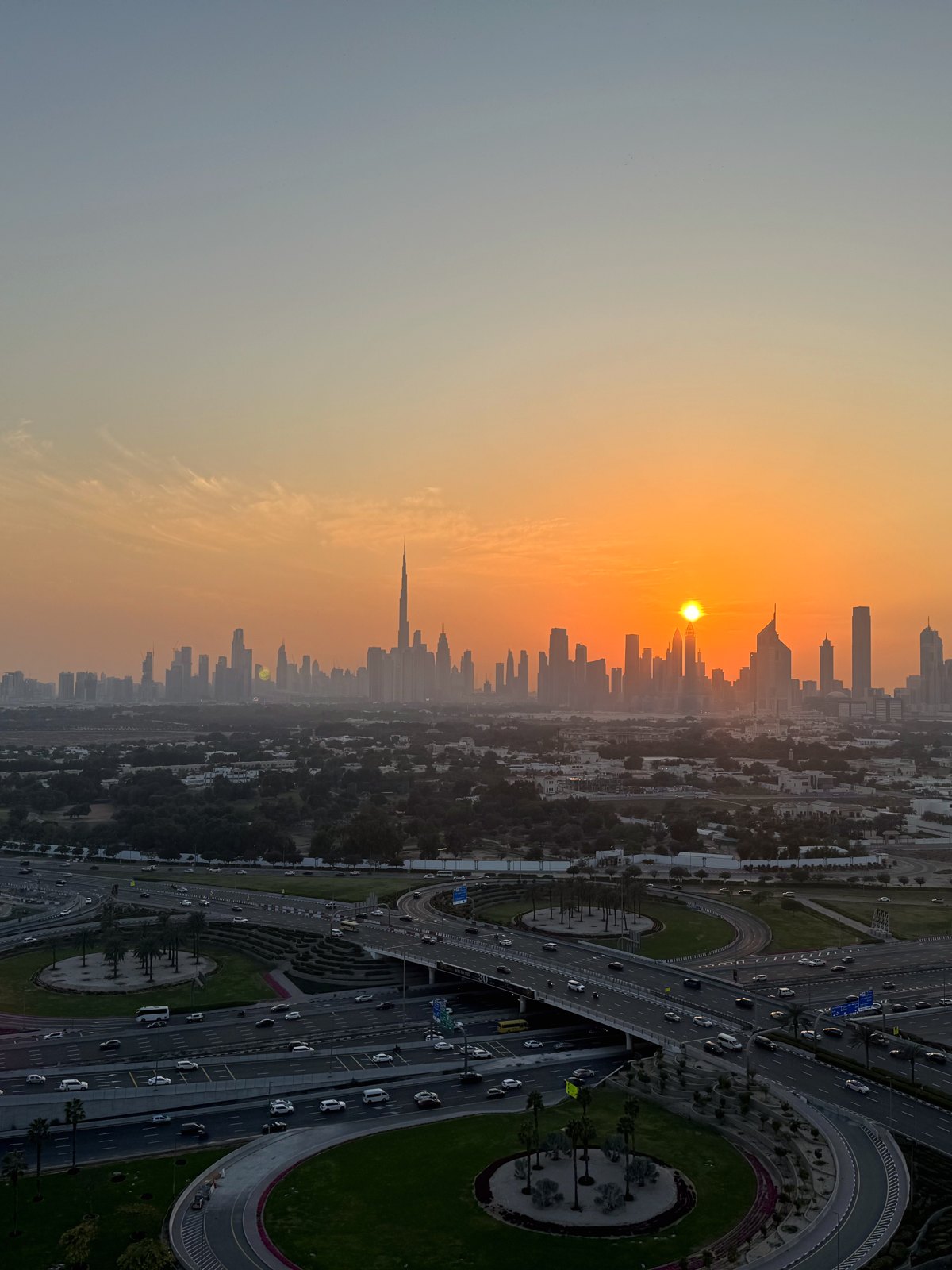Dubai skyline at sunset